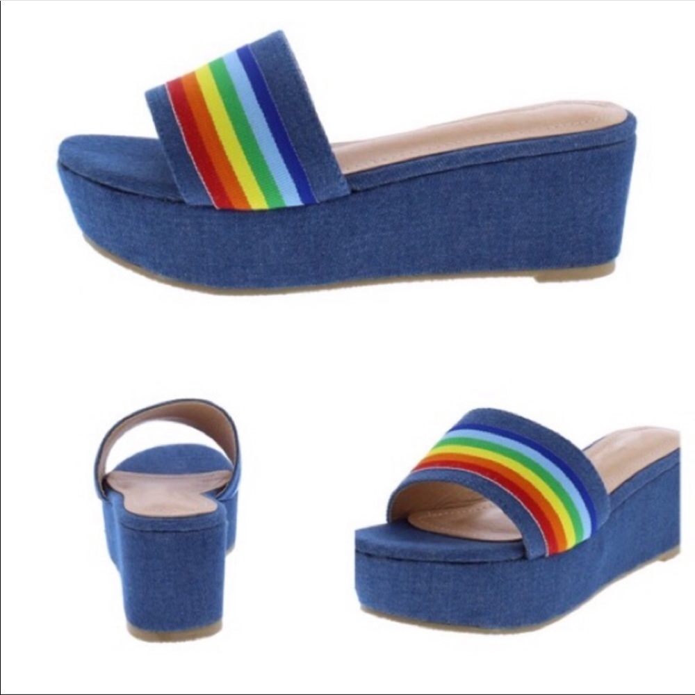 Liliana Rainbow Denim Slides